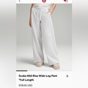 *NWOT: LULULEMON scuba mid-rise wide-leg pants